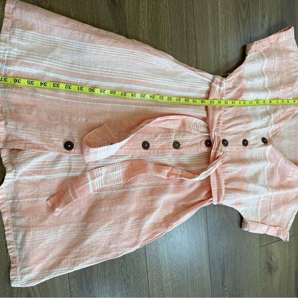 Carve Designs Short Sleeve V-Neck Linen Blend Dress Guava Stripe Size Small - Picture 10 of 10